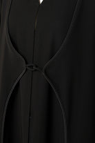 Black Nova Crepe Abaya with Front Loop Panel Details - Posh Abaya