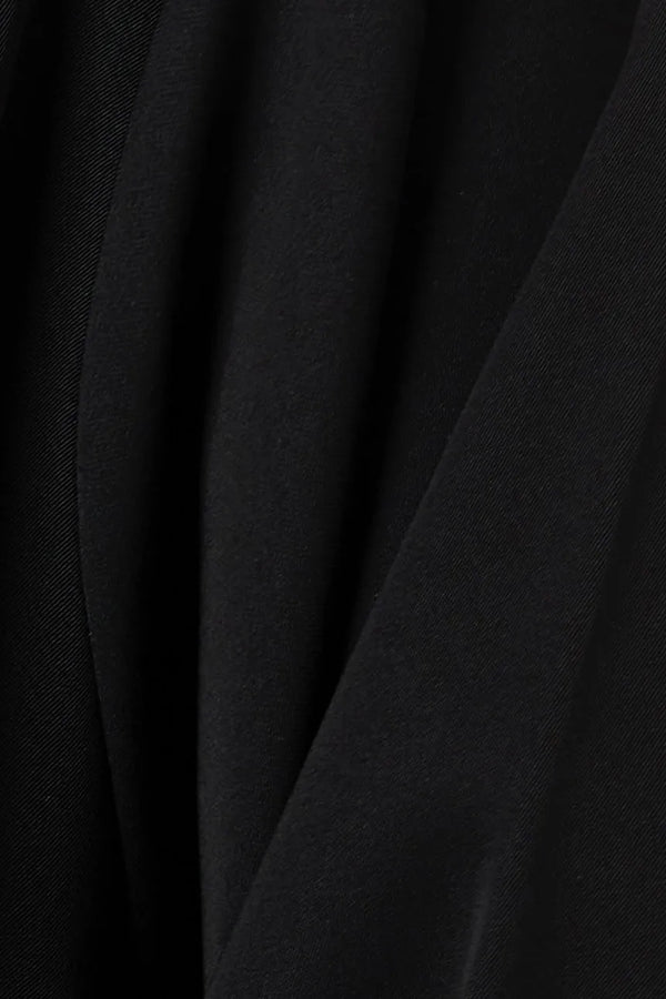 Black Farasha Crepe Custom Abaya with Front Floral Scatter Embroidery