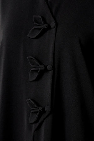 Black Nova Crepe Abaya with Applique Bow Detail - Posh Abaya