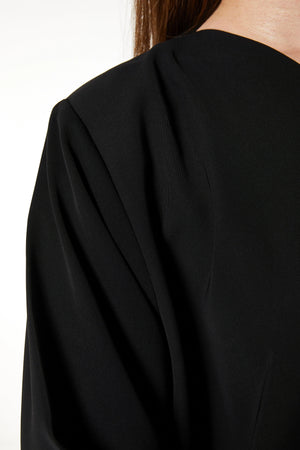 Black Tokyo Crepe Custom Abaya with Side Threadwork