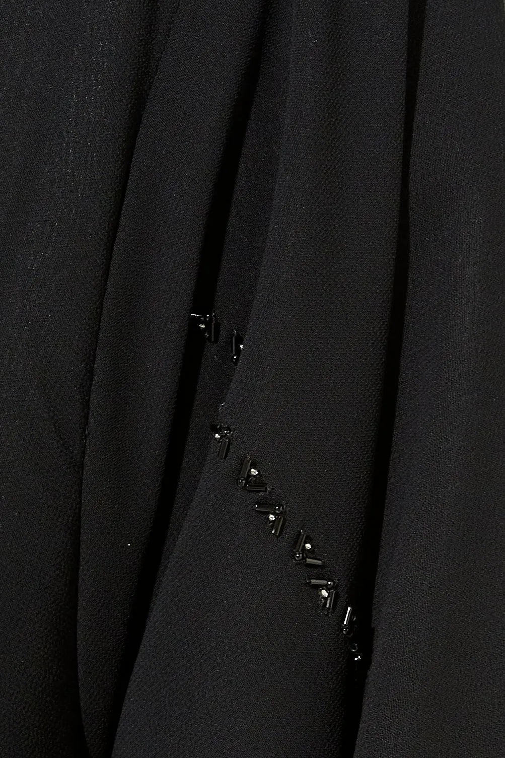 Black Lily Chiffon with Front Shiny Threadwork and Beadwork - Posh Abaya