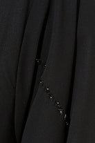 Black Lily Chiffon with Front Shiny Threadwork and Beadwork - Posh Abaya
