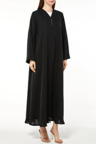 Black Mario Crepe Abaya with Front Pleat - Posh Abaya