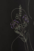 Black Kadi Crepe Abaya with Side Floral Embroidery - Posh Abaya