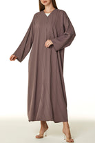 Pink Layan Crepe Abaya with Asymmetric Pintucks - Posh Abaya