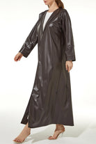 Stitched Collar Brown Abaya - Posh Abaya