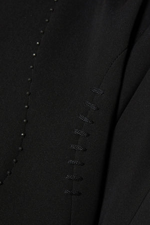 Black Tokyo Crepe Custom Abaya with Front Threadwork