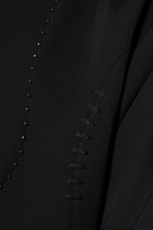 Black Tokyo Crepe Custom Abaya with Front Threadwork