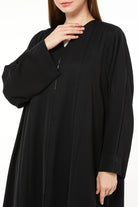 Black Mario Crepe Abaya with Front Pleat - Posh Abaya