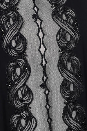 Black Royal Nada Abaya with Tulle and Front Lacework Detail - Posh Abaya