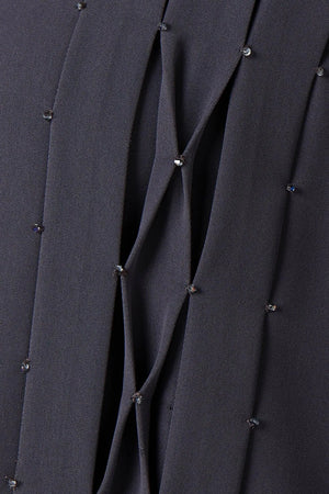 Purple Lavender Crepe Abaya with Beaded Crisscross Detail - Posh Abaya