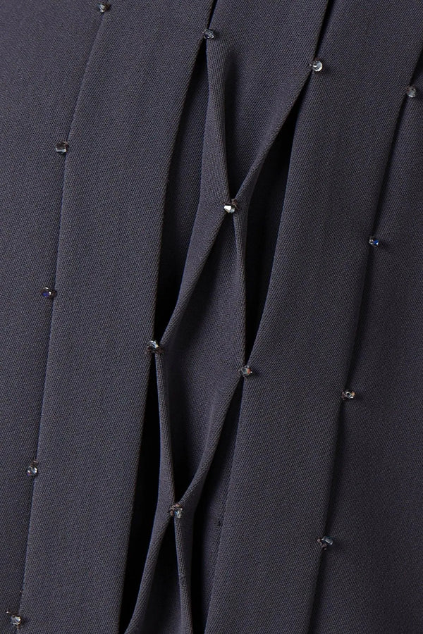 Purple Lavender Crepe Abaya with Beaded Crisscross Detail - Posh Abaya