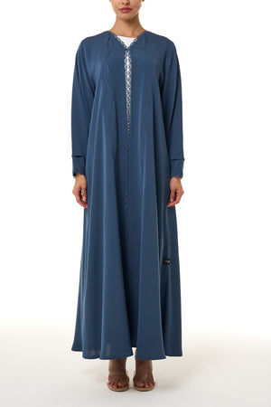 Blue Amani Nada Abaya, Lace Detail