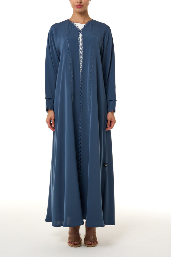 Blue Amani Nada Abaya, Lace Detail