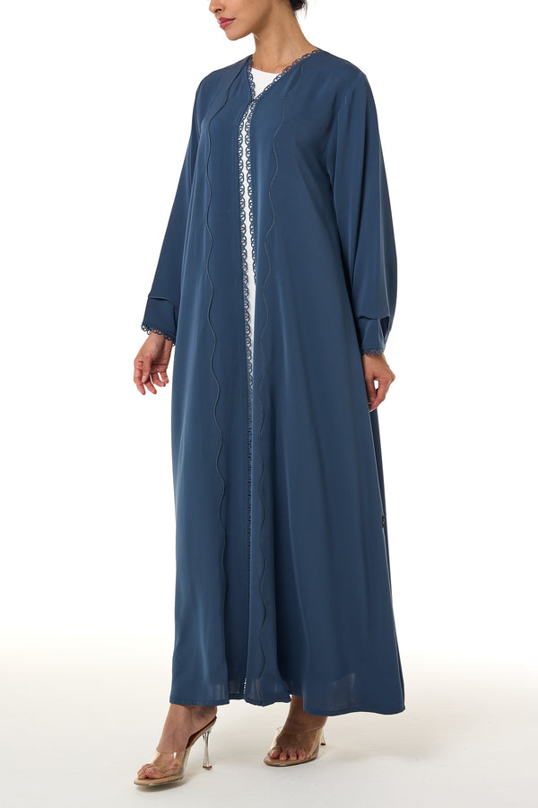 Blue Amani Nada Abaya, Lace Detail