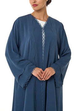 Blue Amani Nada Abaya, Lace Detail