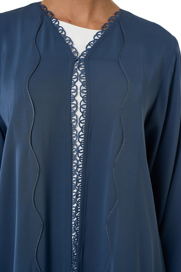 Blue Amani Nada Abaya, Lace Detail