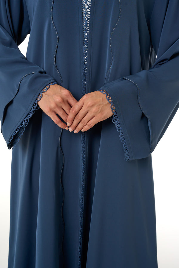 Blue Amani Nada Abaya, Lace Detail