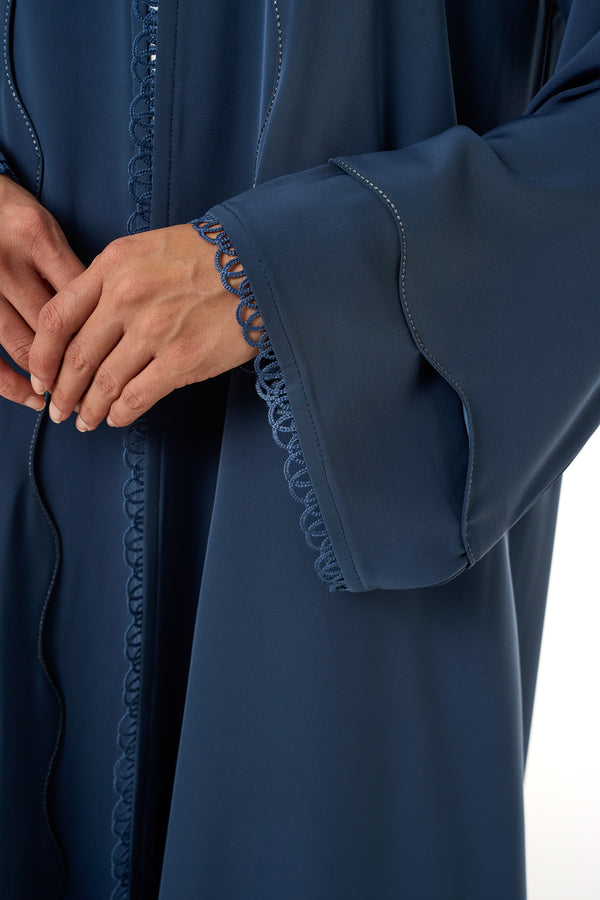 Blue Amani Nada Abaya, Lace Detail
