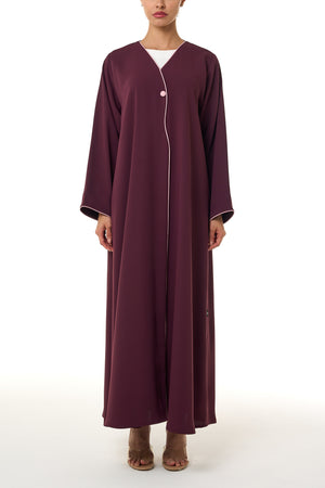 Maroon Sondos Crepe Abaya, Basic Design