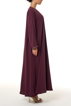 Maroon Sondos Crepe Abaya, Basic Design