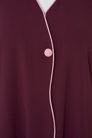 Maroon Sondos Crepe Abaya, Basic Design