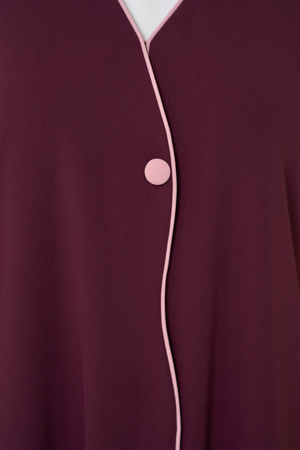 Maroon Sondos Crepe Abaya, Basic Design