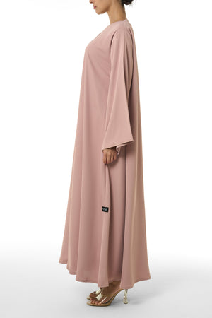 Pink Cool Crepe Abaya, Seam Lines