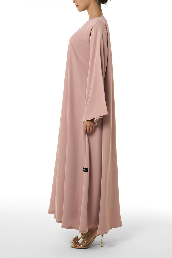 Pink Cool Crepe Abaya, Seam Lines