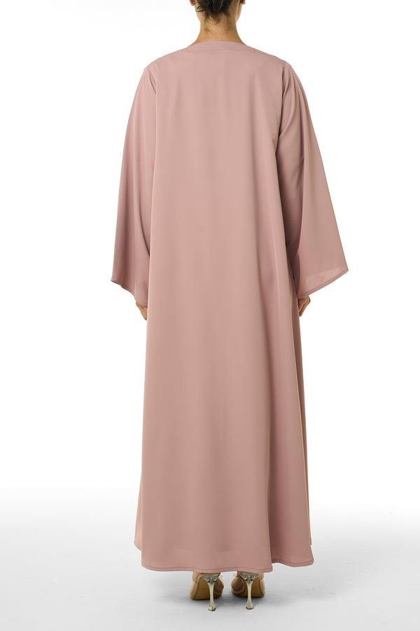 Pink Cool Crepe Abaya, Seam Lines