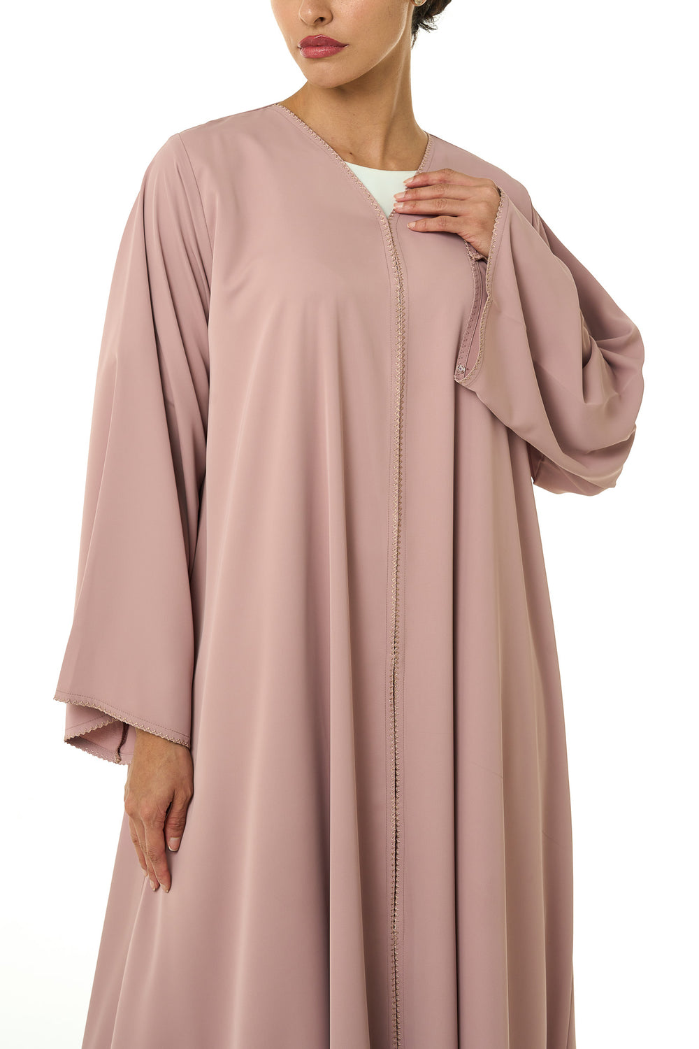 Pink Cool Crepe Abaya, Seam Lines