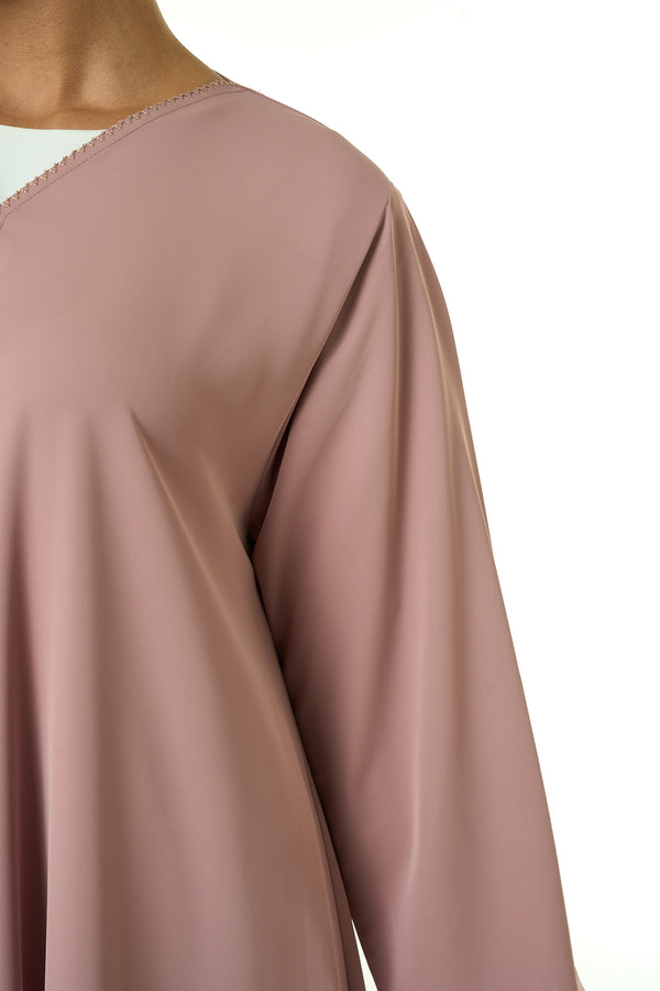 Pink Cool Crepe Abaya, Seam Lines