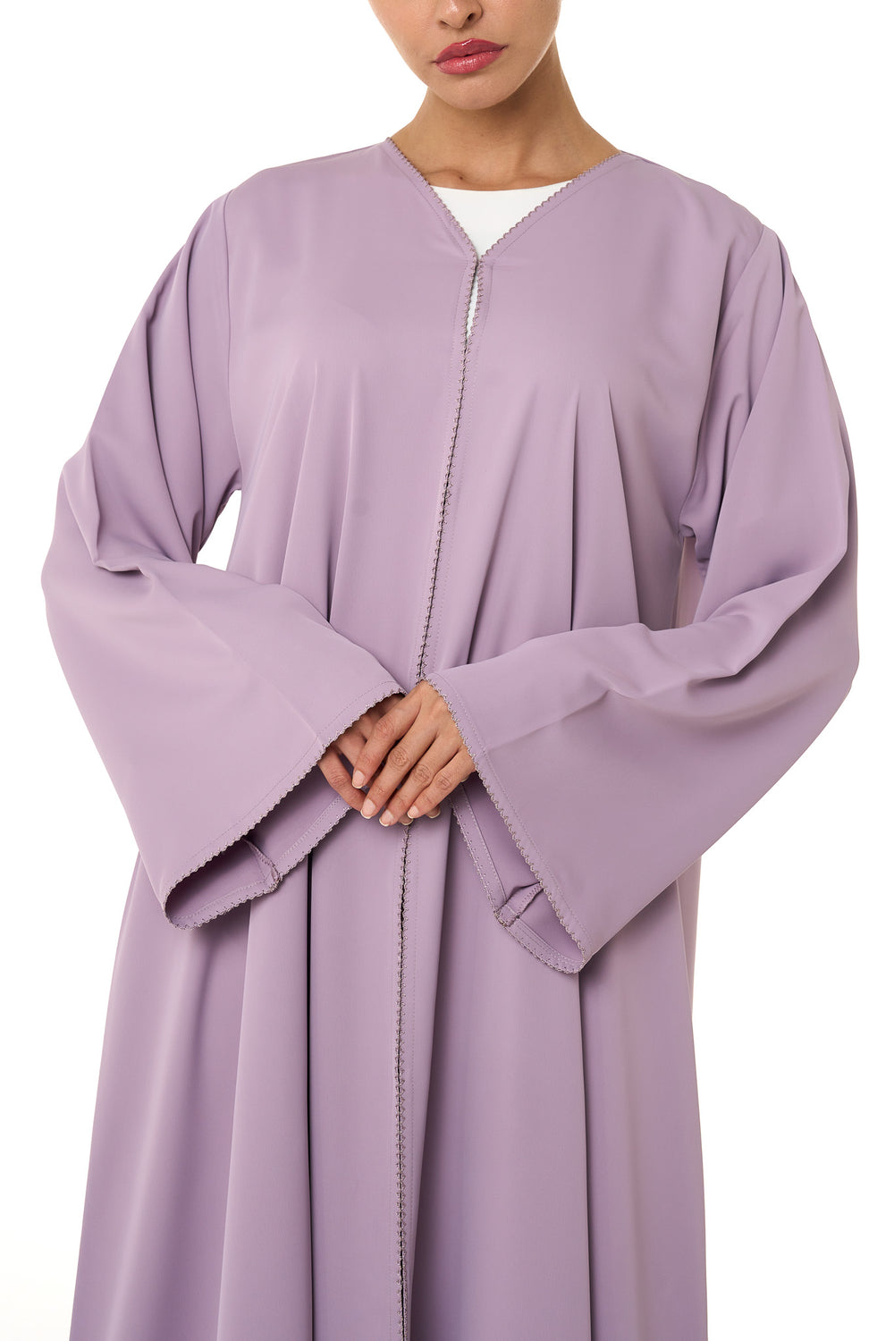 Purple Cool Crepe Abaya, Seam Lines