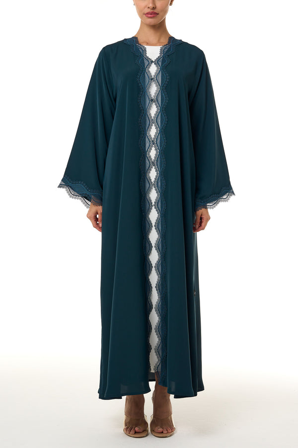 Green Amani Nada Abaya, Lace Detail