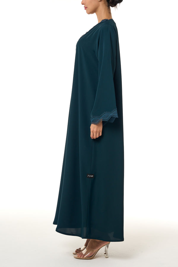 Green Amani Nada Abaya, Lace Detail