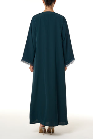 Green Amani Nada Abaya, Lace Detail
