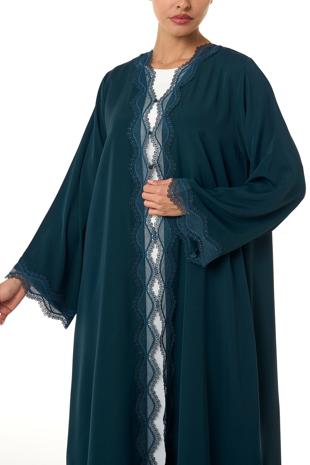 Green Amani Nada Abaya, Lace Detail