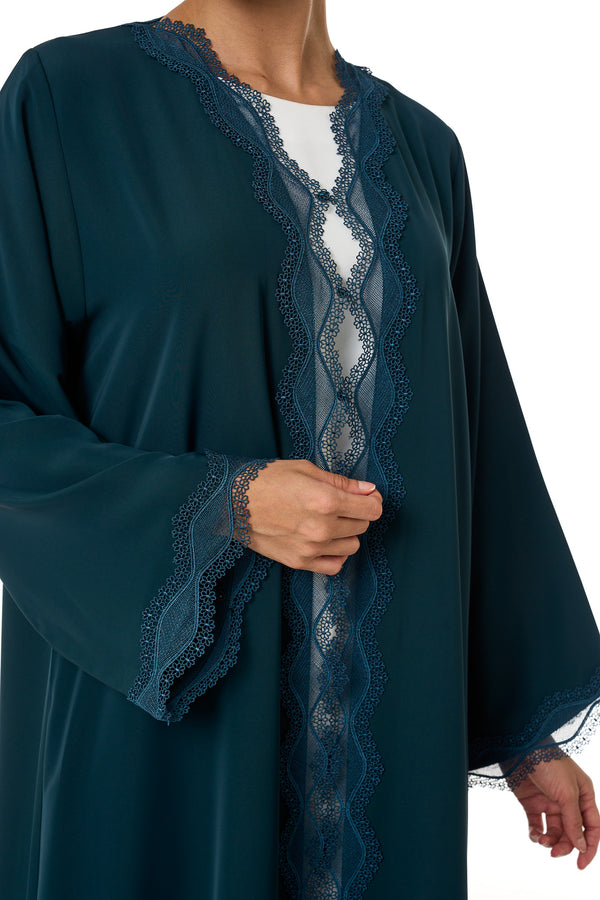 Green Amani Nada Abaya, Lace Detail