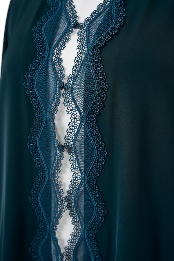 Green Amani Nada Abaya, Lace Detail