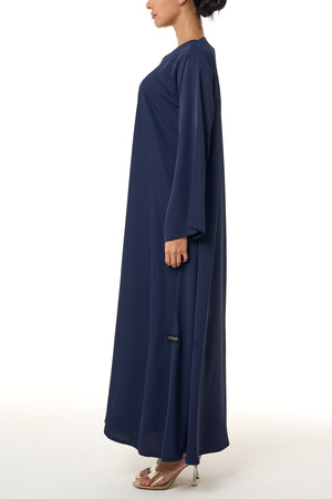 Blue Cool Crepe Abaya, Seam Lines