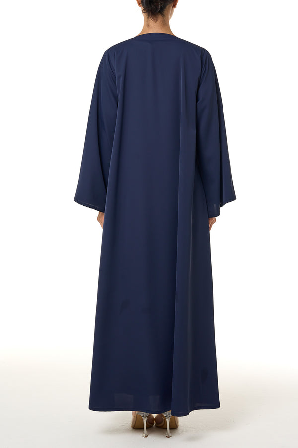 Blue Cool Crepe Abaya, Seam Lines