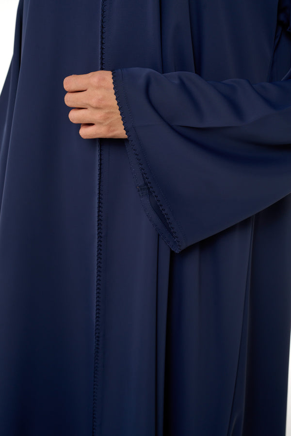 Blue Cool Crepe Abaya, Seam Lines