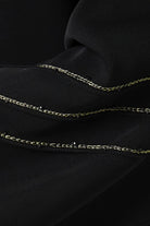 Black Farasha Crepe Abaya with Abstract Line Threadwork - Posh Abaya