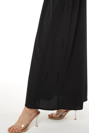 Accent Black Tiana Crepe Abaya with Side Stitch - Posh Abaya