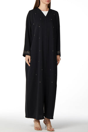 Sleeve Embellished Black Custom Abaya