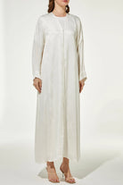 White Eliza Fukro Abaya with Abstract Artistry - Posh Abaya