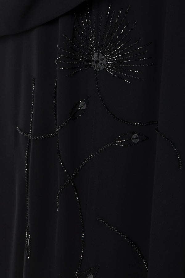 Beaded Bloom Black Custom Abaya