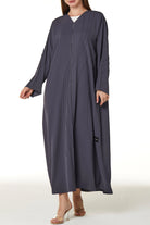 Purple Lavender Crepe Abaya with Asymmetric Pintucks - Posh Abaya