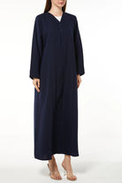 Blue Melanie Crepe Abaya with Piped Overlap - Posh Abaya