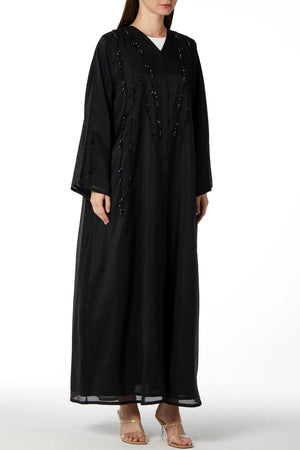 Bloom Beaded Black Custom Abaya